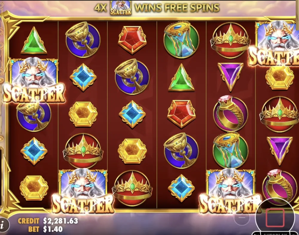 Four Scatter symbols triggering the Super Scatter free spins feature
